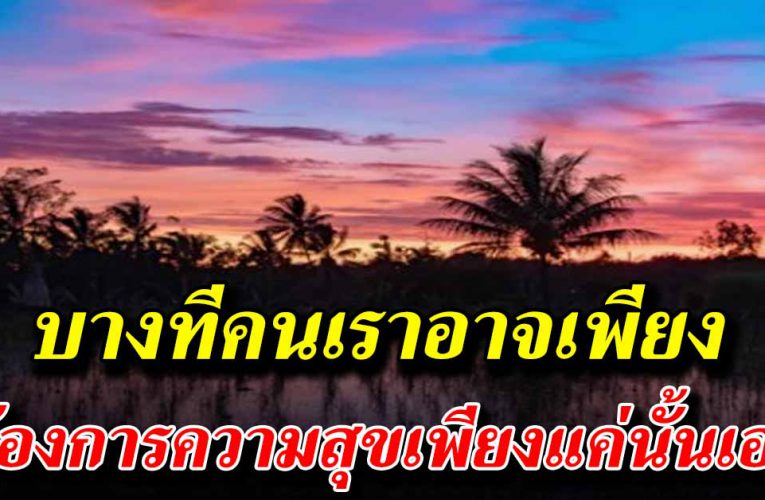 ความสุขที่แท้จริงเกิดจากการใช้ชีวิตที่เรียบง่ายเพียงเท่านั้นเอง