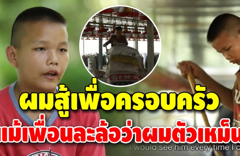 เด็กชายวัย 12 ปี รับจ้างแบกกระสอบขี้ไก่ หาเงินช่วยครอบครัว